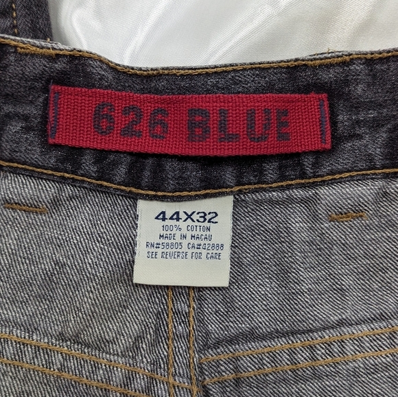626 Blue Men's US 44x32 Big & Tall Dark Gray Premium Vintage Y2K Denim Jeans - Picture 4 of 9